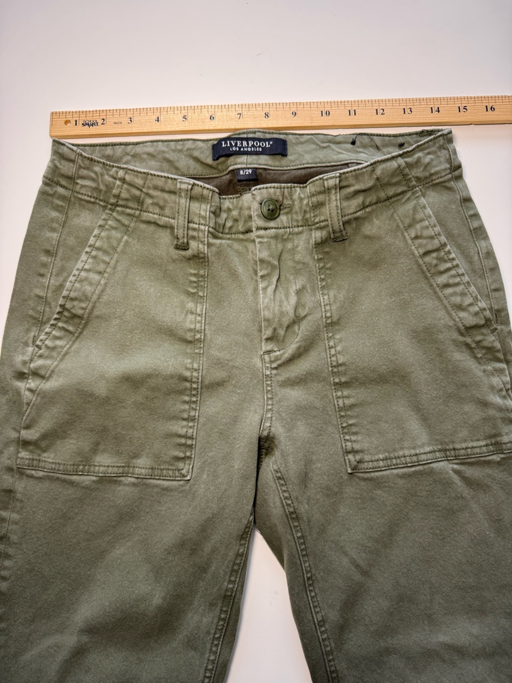 Liverpool Los Angeles Army Green Cargo Jogger Pants Ankle Zip Women’s size 8 - Picture 6 of 8
